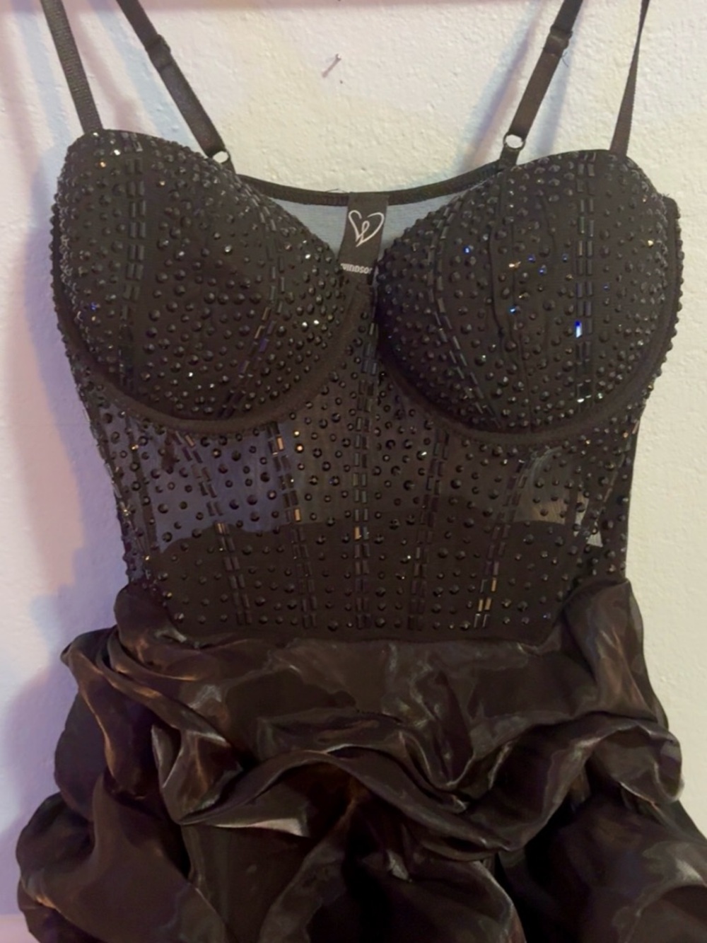 Windsor Black Embellished Ruffled Bustier Mini Dress - Picture 2 of 3